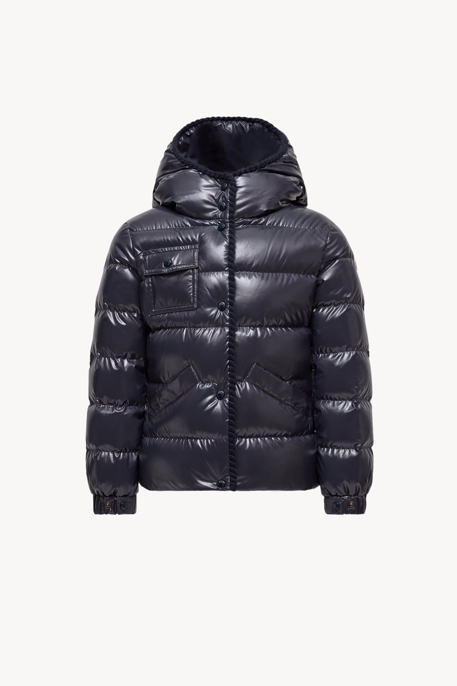 Doudoune à capuche et bordure tressée Glareins Fille Bleu marine Moncler 0